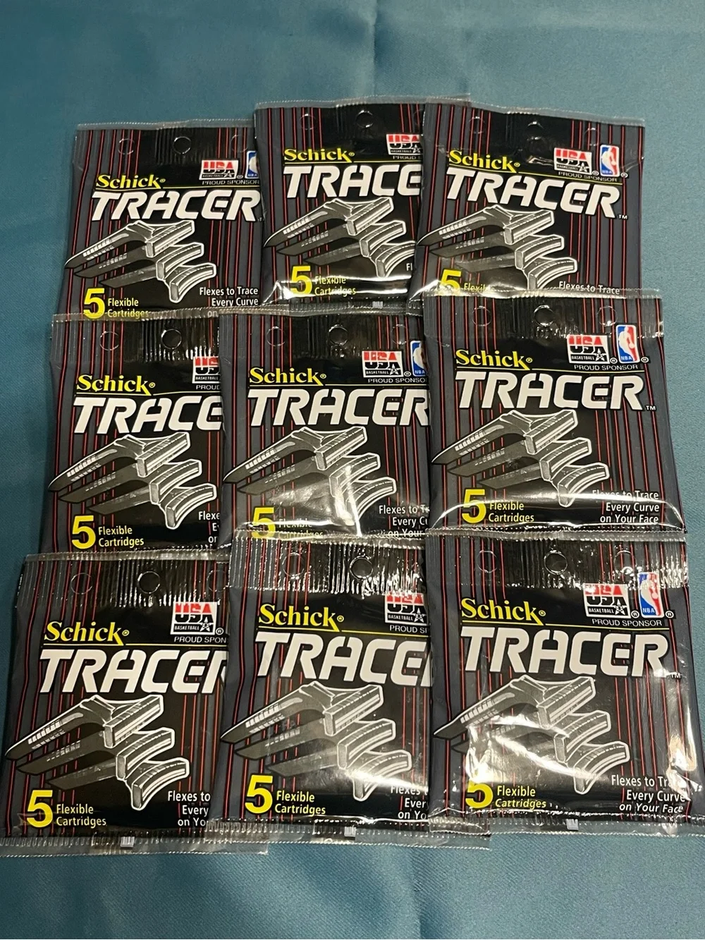 Vintage Lot Of 2 Schick Tracer Razors and 9 packs of 5 Cartridge Refills